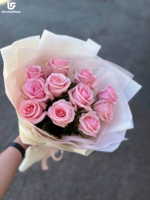 11 Рожевих Троянд фото доставки 11 11 Рожевих Троянд фото доставки Україна 11