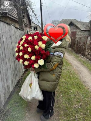 101 Красная и Белая Роза фото доставки 4 101 Красная и Белая Роза фото доставки Украина 4