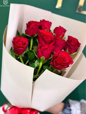 9 Червоних Троянд фото доставки Україна 10