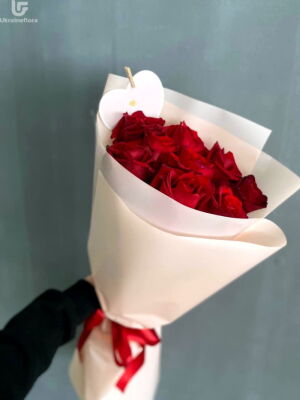 9 Червоних Троянд фото доставки Україна 17