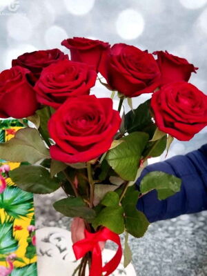 9 Червоних Троянд фото доставки Україна 3