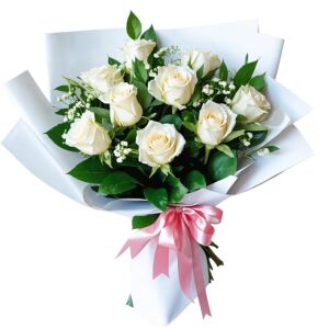9 Белых Роз фото доставки
