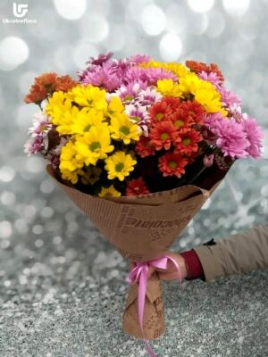 Радуга из Хризантем Фото доставки Украина 1