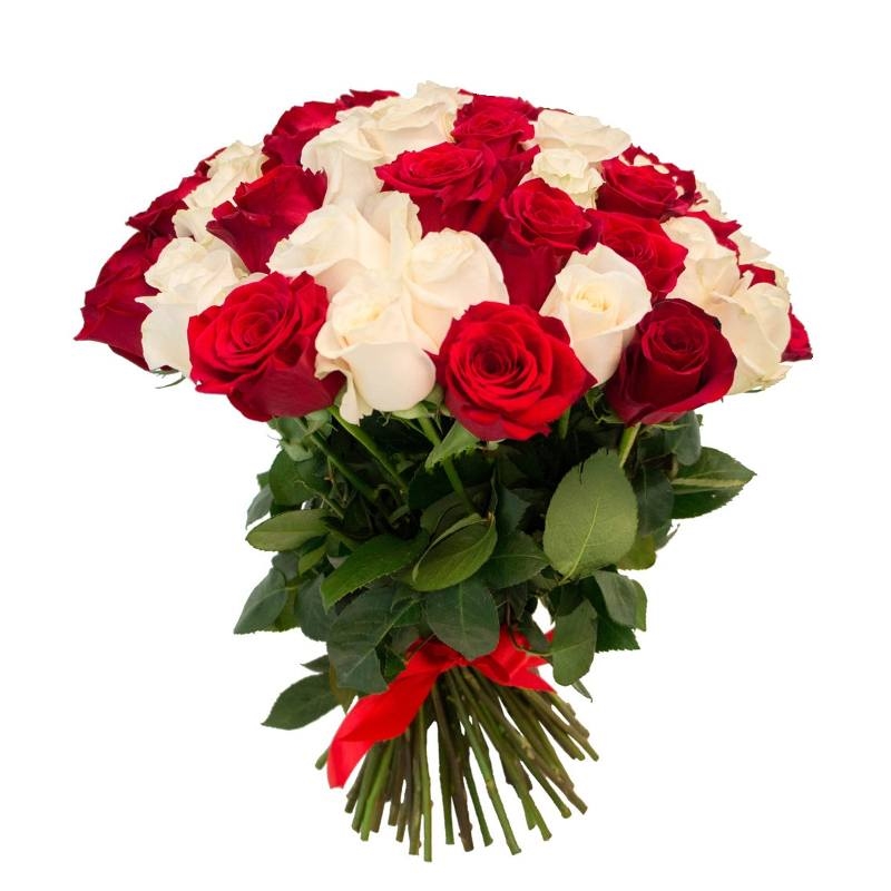 51 Red White Roses Bouquet | Roses Delivery in Kyiv, Odesa, Kharkiv ...