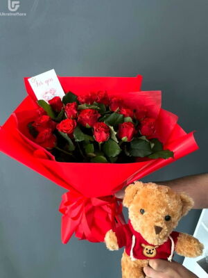 Червоні троянди по 5 штук фото доставки Україна 2