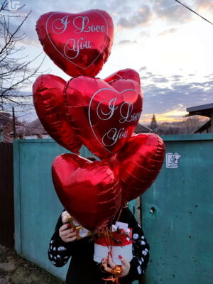 5 Червоних Сердець Кулі фото доставки Україна 8