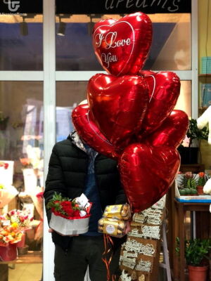 5 Червоних Сердець Кулі фото доставки Україна 9