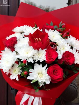 Червоний та Білий букет фото доставки Україна 11
