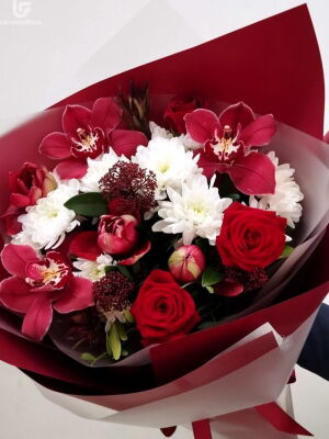 Червоний та Білий букет фото доставки Україна 12