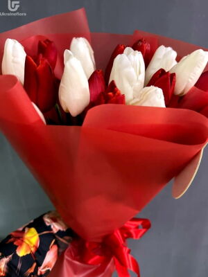 Червоний та Білий букет фото доставки Україна 13