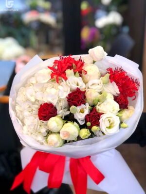 Червоний та Білий букет фото доставки Україна 17