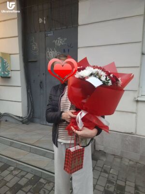 Червоний та Білий букет фото доставки Україна 28
