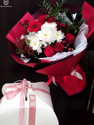 Червоний та Білий букет фото доставки Україна 29