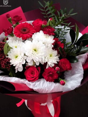 Червоний та Білий букет фото доставки Україна 31