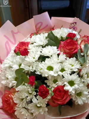 Червоний та Білий букет фото доставки Україна 34