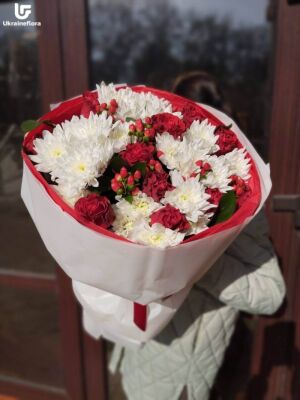 Червоний та Білий букет фото доставки Україна 30