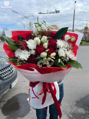 Червоний та Білий букет фото доставки Україна 36
