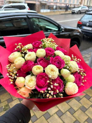 Червоний та Білий букет фото доставки Україна 6