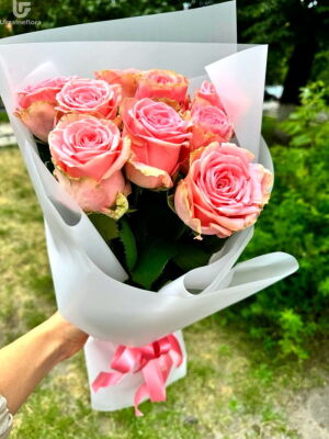 9 Розовых Роз фото доставки Украина 3