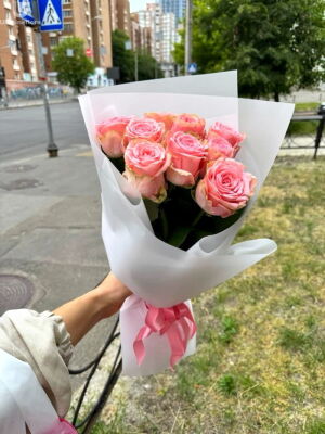 9 Розовых Роз фото доставки Украина 4